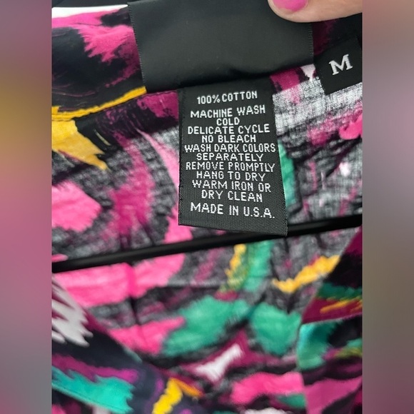 BellaPelle woman front tie blouse size M colorful abstract 100% cotton sexy open - Picture 7 of 9